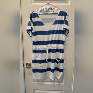 Blue and White Striped Dress